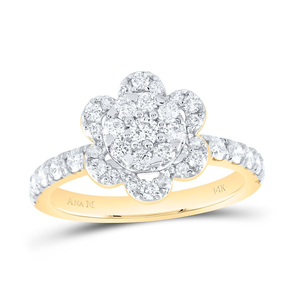 14K Yellow Gold Diamond Designer Ring 1 Cttw - Splendid Jewellery