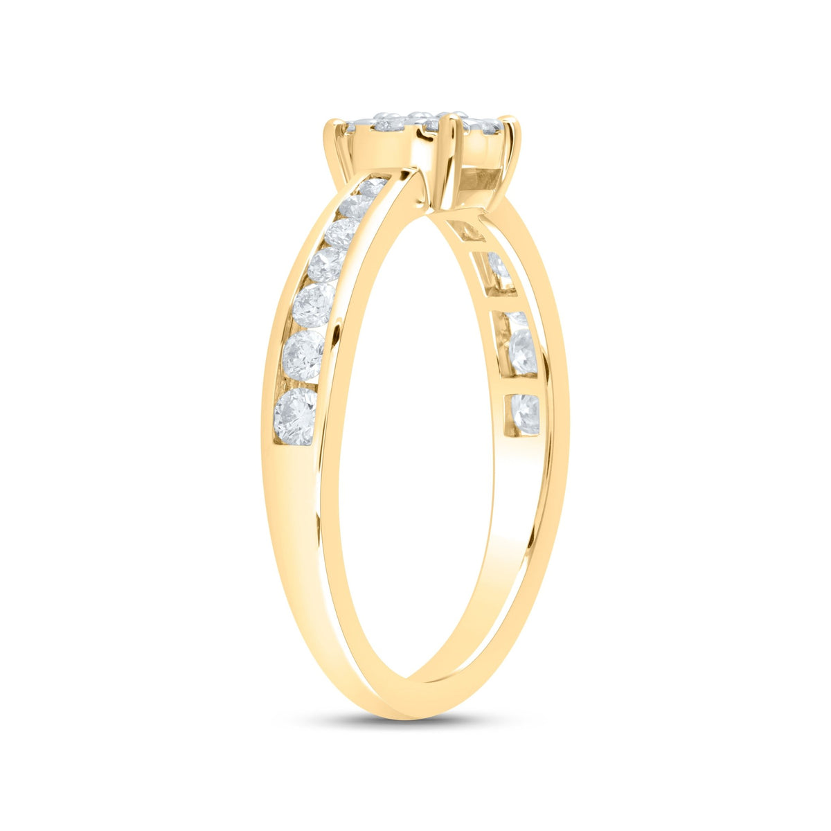 14K Yellow Gold Diamond Designer Ring 1/2 Cttw - Splendid Jewellery