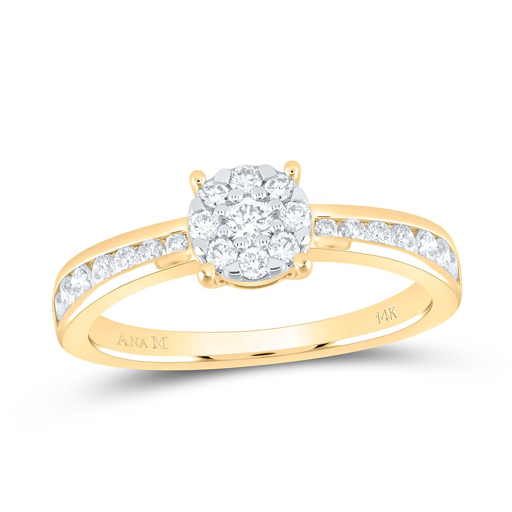 14K Yellow Gold Diamond Designer Ring 1/2 Cttw - Splendid Jewellery