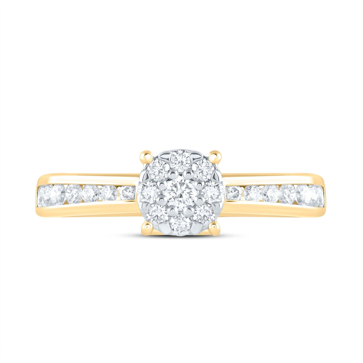 14K Yellow Gold Diamond Designer Ring 1/2 Cttw - Splendid Jewellery