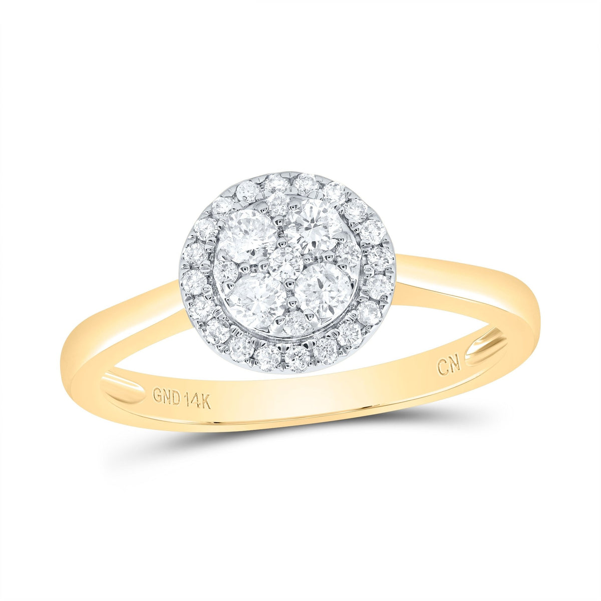 14K Yellow Gold Diamond Designer Ring 1/3 Cttw - Splendid Jewellery