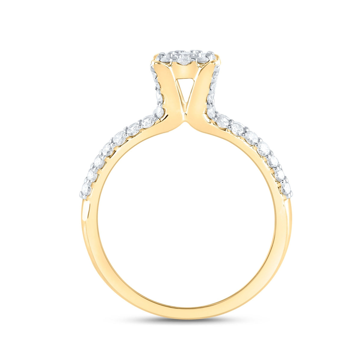 14K Yellow Gold Diamond Designer Ring 3/4 Cttw - Splendid Jewellery
