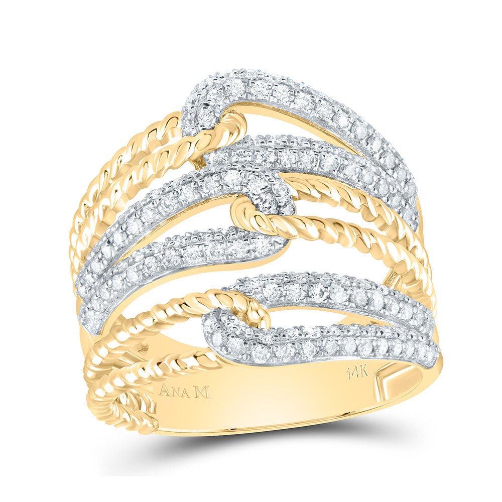 14K Yellow Gold Diamond Designer Ring 3/4 Cttw - Splendid Jewellery