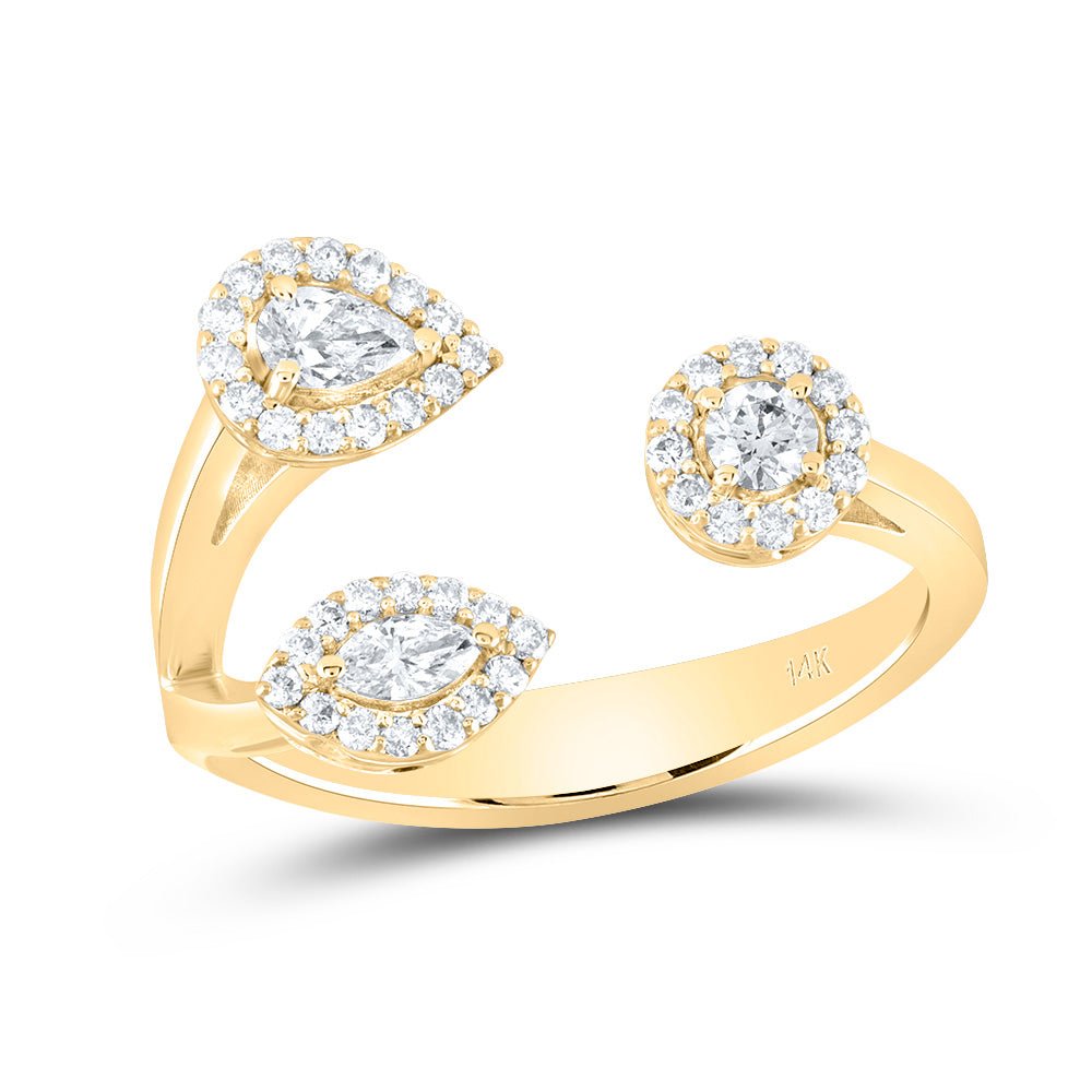 14K Yellow Gold Diamond Designer Ring 3/8 Cttw - Splendid Jewellery