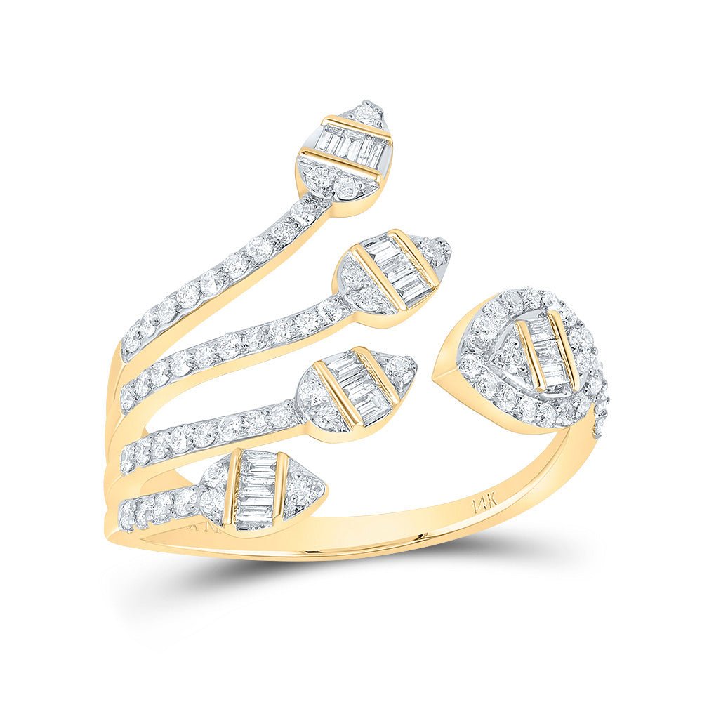 14K Yellow Gold Diamond Designer Ring 5/8 Cttw - Splendid Jewellery