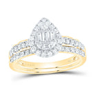 14K Yellow Gold Diamond Diana Pear Bridal Set 3/4 Cttw - Splendid Jewellery