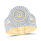 14K Yellow Gold Diamond Doubel Halo Bridal Set 5/8 Cttw - Splendid Jewellery