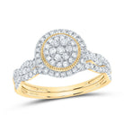 14K Yellow Gold Diamond Double Halo Bridal Set 1/2 Cttw - Splendid Jewellery