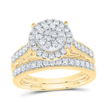 Load image into Gallery viewer, 14K Yellow Gold Diamond Double Halo Bridal Set 7/8 Cttw - Splendid Jewellery