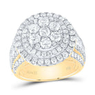 14K Yellow Gold Diamond Double Halo Fashion Bridal Ring 3 Cttw - Splendid Jewellery