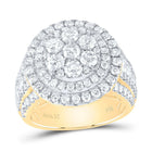 14K Yellow Gold Diamond Double Halo Fashion Bridal Ring 3 Cttw - Splendid Jewellery
