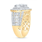 14K Yellow Gold Diamond Double Halo Fashion Bridal Ring 3 Cttw - Splendid Jewellery