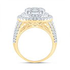 14K Yellow Gold Diamond Double Halo Fashion Bridal Ring 3 Cttw - Splendid Jewellery