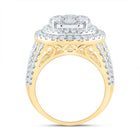 14K Yellow Gold Diamond Double Halo Fashion Bridal Ring 3 Cttw - Splendid Jewellery