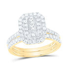 14K Yellow Gold Diamond Double Halo Fashion Bridal Set 1 Cttw - Splendid Jewellery