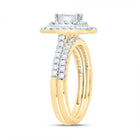 14K Yellow Gold Diamond Double Halo Fashion Bridal Set 1 Cttw - Splendid Jewellery