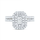 14K Yellow Gold Diamond Double Halo Fashion Bridal Set 1 Cttw - Splendid Jewellery