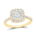 14K Yellow Gold Diamond Elite Cushion Single Halo Bridal Ring 1 Cttw - Splendid Jewellery