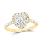 14K Yellow Gold Diamond Elite Heart Single Halo Bridal Ring 7/8 Cttw - Splendid Jewellery
