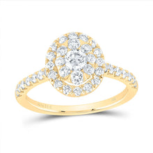 Load image into Gallery viewer, 14K Yellow Gold Diamond Elite Oval Single Halo Bridal Ring 1 Cttw - Splendid Jewellery