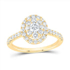 14K Yellow Gold Diamond Elite Oval Single Halo Bridal Ring 1 Cttw - Splendid Jewellery