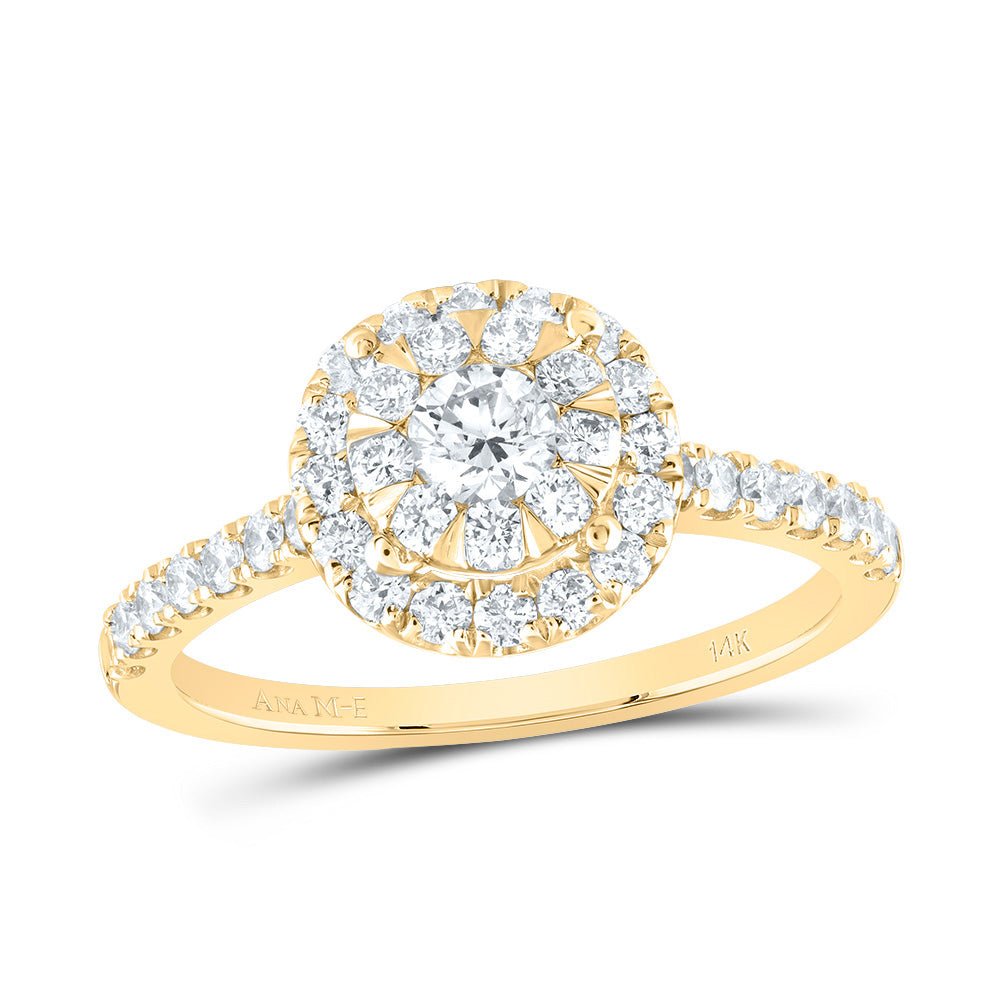 14K Yellow Gold Diamond Elite Single Halo Bridal Ring 7/8 Cttw - Splendid Jewellery