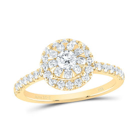 14K Yellow Gold Diamond Elite Single Halo Bridal Ring 7/8 Cttw - Splendid Jewellery