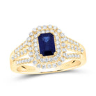 14K Yellow Gold Diamond Emerald Blue Sapphire Gemstone Ring 1/2 Cttw - Splendid Jewellery