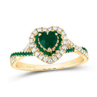 14K Yellow Gold Diamond Emerald Gemstone Double Halo Bridal Ring 1/5 Cttw - Splendid Jewellery