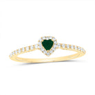 14K Yellow Gold Diamond Emerald Gemstone Heart Ring 1/5 Cttw - Splendid Jewellery