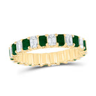 14K Yellow Gold Diamond Emerald Gemstone Ring 1 Cttw - Splendid Jewellery