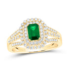 14K Yellow Gold Diamond Emerald Gemstone Ring 1/2 Cttw - Splendid Jewellery