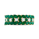 14K Yellow Gold Diamond Emerald Gemstone Ring 1/3 Cttw - Splendid Jewellery