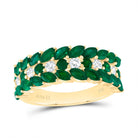 14K Yellow Gold Diamond Emerald Gemstone Ring 1/3 Cttw - Splendid Jewellery