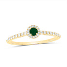 14K Yellow Gold Diamond Emerald Gemstone Ring 1/5 Cttw - Splendid Jewellery