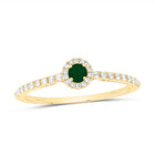 14K Yellow Gold Diamond Emerald Gemstone Ring 1/5 Cttw - Splendid Jewellery