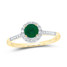 14K Yellow Gold Diamond Emerald Gemstone Ring 1/5 Cttw - Splendid Jewellery
