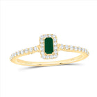 14K Yellow Gold Diamond Emerald Gemstone Ring 1/5 Cttw - Splendid Jewellery