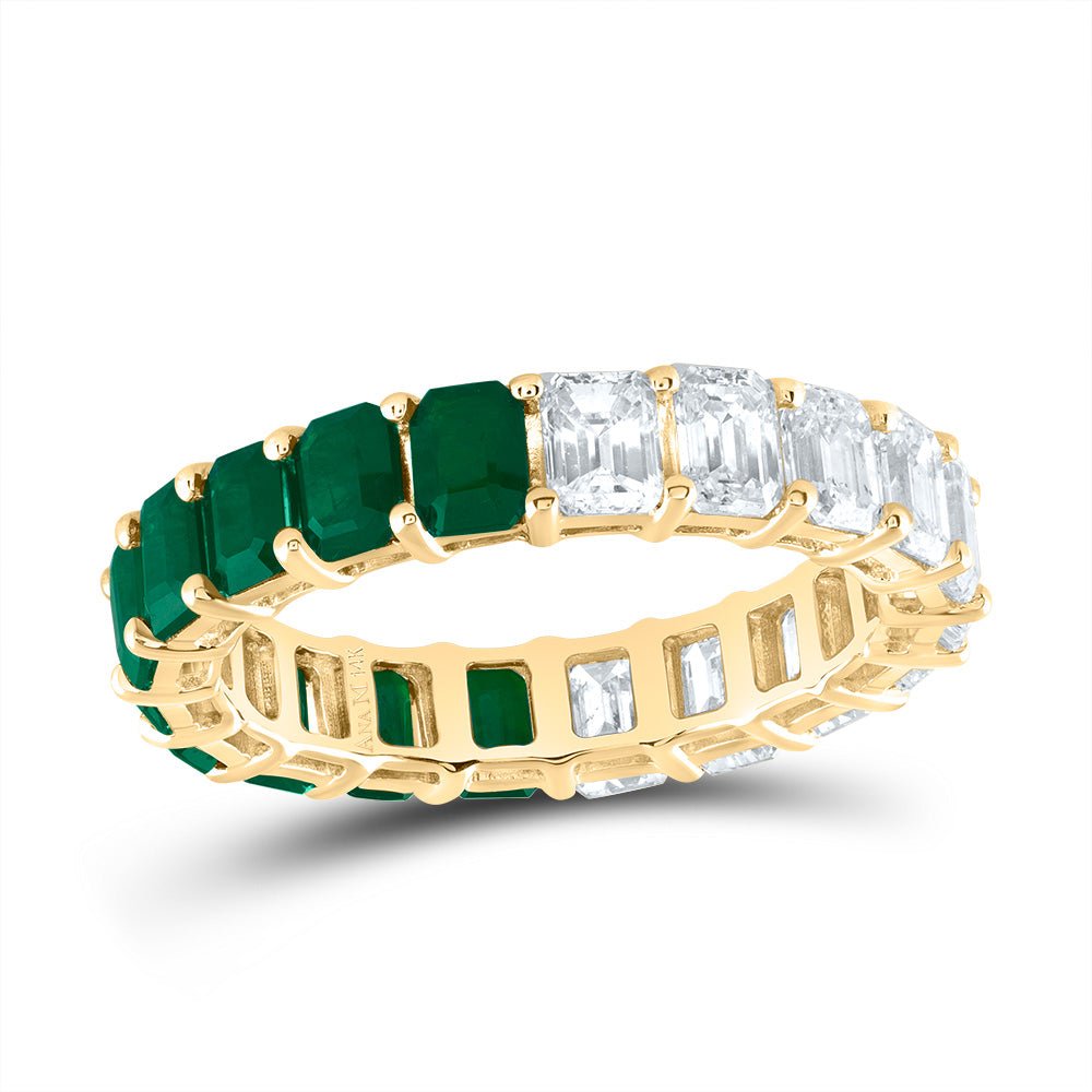 14K Yellow Gold Diamond Emerald Gemstone Ring 2 3/8 Cttw - Splendid Jewellery