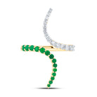 14K Yellow Gold Diamond Emerald Gemstone Ring 3/8 Cttw - Splendid Jewellery