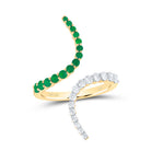 14K Yellow Gold Diamond Emerald Gemstone Ring 3/8 Cttw - Splendid Jewellery