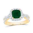14K Yellow Gold Diamond Emerald Gemstone Single Halo Engagement Ring 3/4 Cttw - Splendid Jewellery