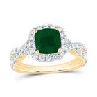 14K Yellow Gold Diamond Emerald Gemstone Single Halo Engagement Ring 3/4 Cttw - Splendid Jewellery
