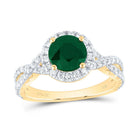 14K Yellow Gold Diamond Emerald Gemstone Single Halo Engagement Ring 3/4 Cttw - Splendid Jewellery