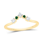 14K Yellow Gold Diamond Emerald Gemstone Women's Enhancer Ring 1/8 Cttw - Splendid Jewellery