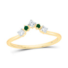 14K Yellow Gold Diamond Emerald Gemstone Women's Enhancer Ring 1/8 Cttw - Splendid Jewellery