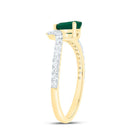 14K Yellow Gold Diamond Emerald Gemstone Women's Ring 1/3 Cttw - Splendid Jewellery