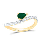 14K Yellow Gold Diamond Emerald Gemstone Women's Ring 1/3 Cttw - Splendid Jewellery