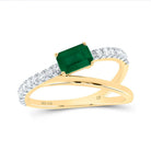 14K Yellow Gold Diamond Emerald Gemstone Women's Ring 1/3 Cttw - Splendid Jewellery