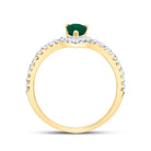 14K Yellow Gold Diamond Emerald Gemstone Women's Ring 1/3 Cttw - Splendid Jewellery